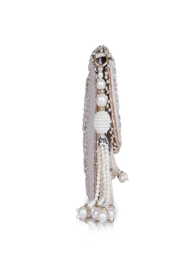 PLANX SILK Stylish Fancy Designer Potli Bag - Embroidered Pearl Handle Festive Clutch - Image 4